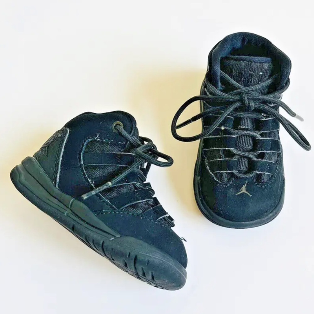 Jordan 4C Black Baby Shoes Mid Lace Up High Top EUC Sneakers 2019